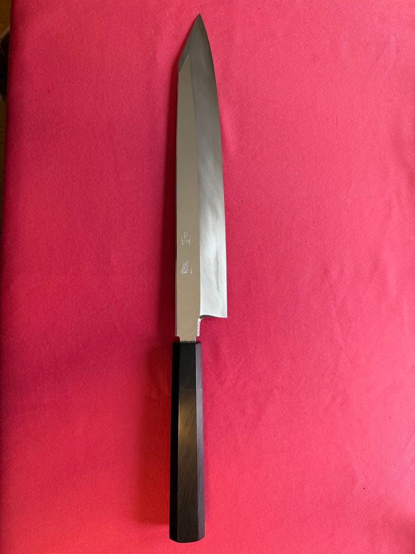 勘所切付　高鳳　黒檀柄　鏡面　銀三　未使用