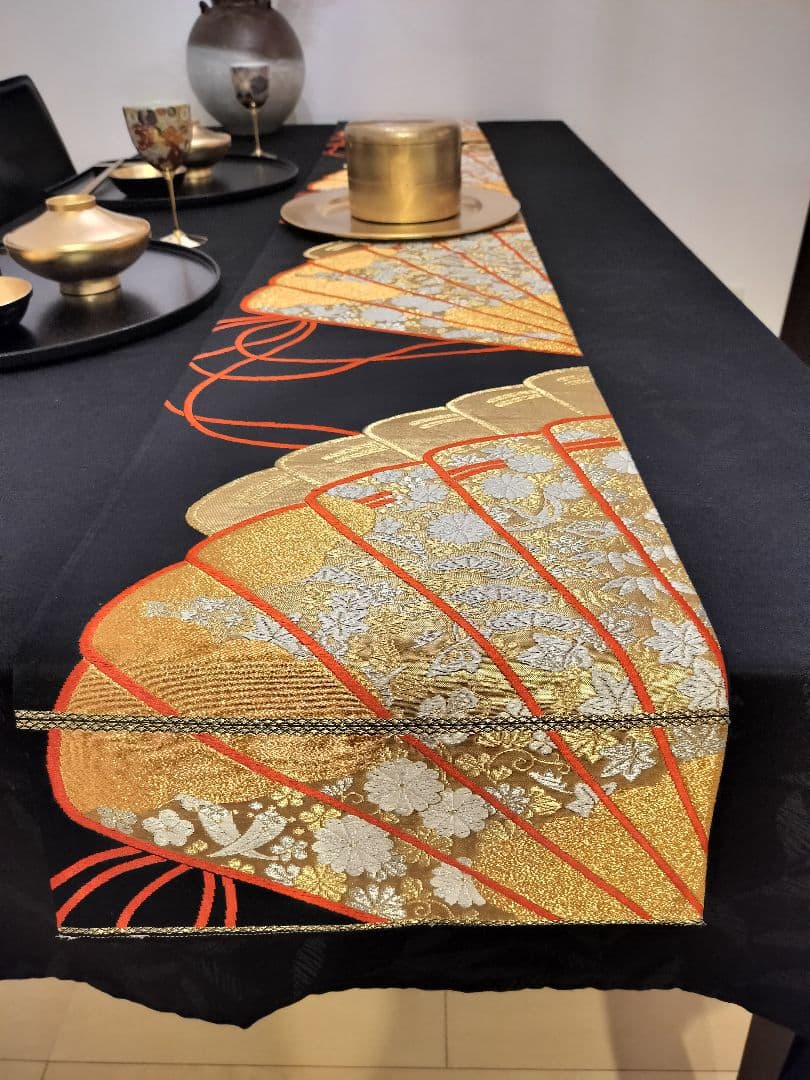 A669★逸品‼️豪華刺繍‼️ひな祭り‼️袋帯正絹テーブルランナー2m4cm