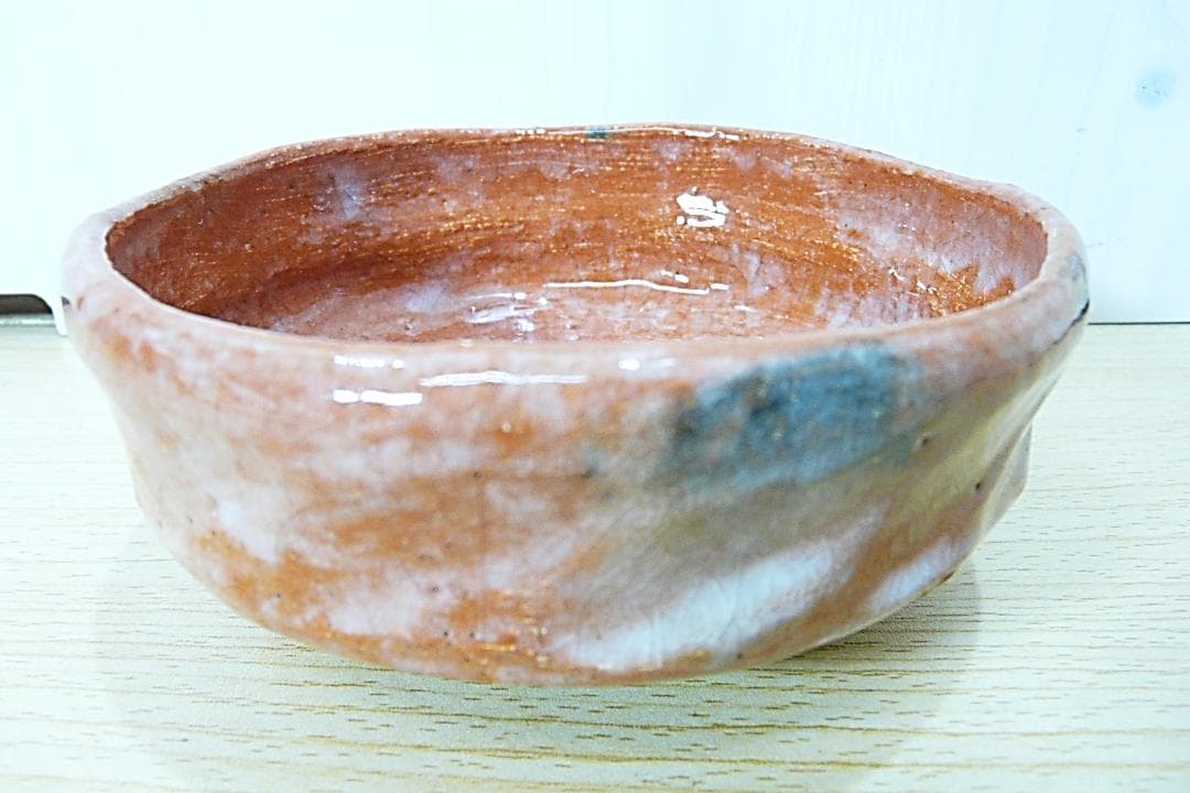 初代 小川長楽 造 赤平茶碗 赤楽 馬盥茶碗 茶道具