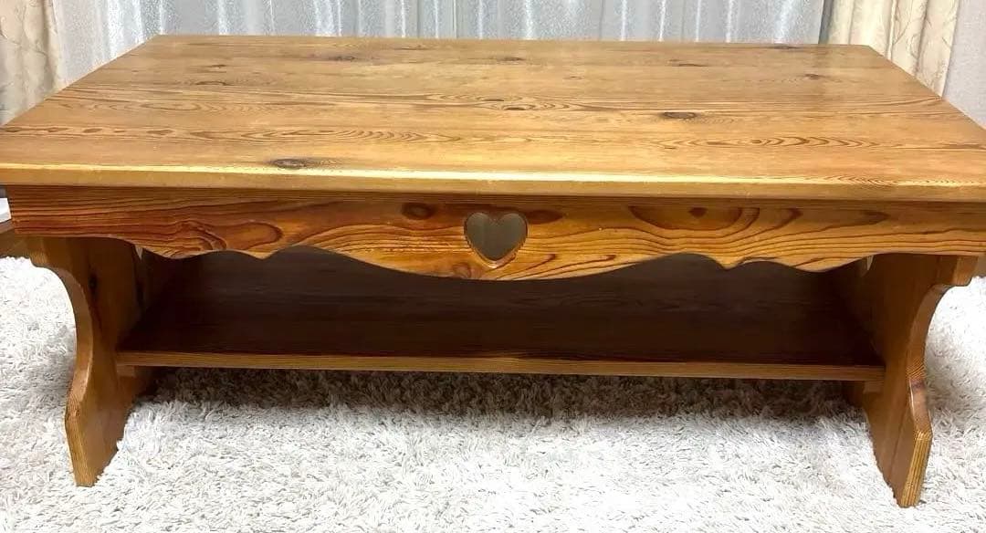 カントリー ハート型のくり抜きローテーブル　コーヒーテーブル