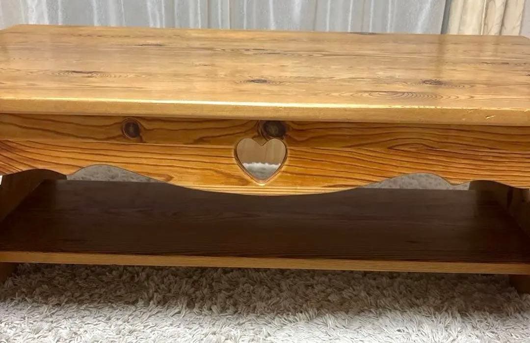 カントリー ハート型のくり抜きローテーブル　コーヒーテーブル