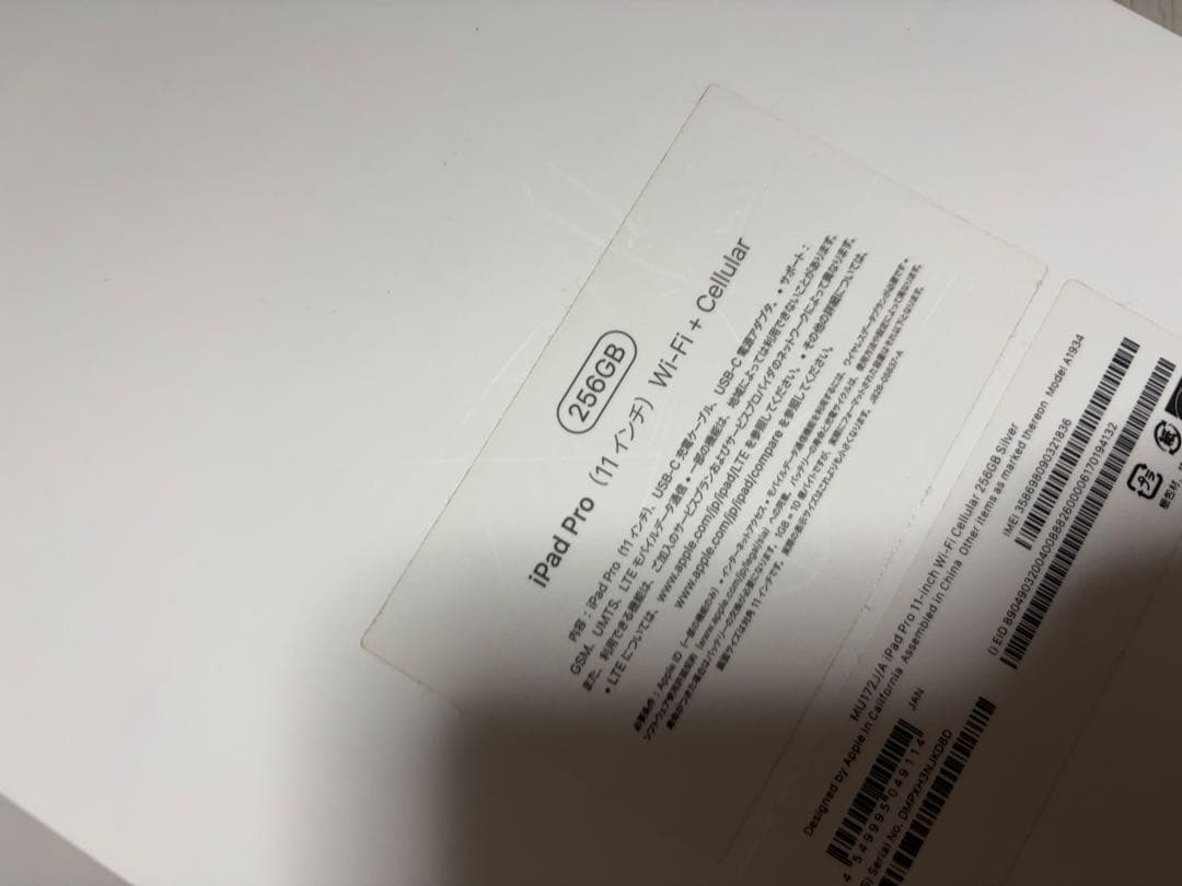 iPadPro11インチ 第1世代 256GB Wi-Fi+Cellular