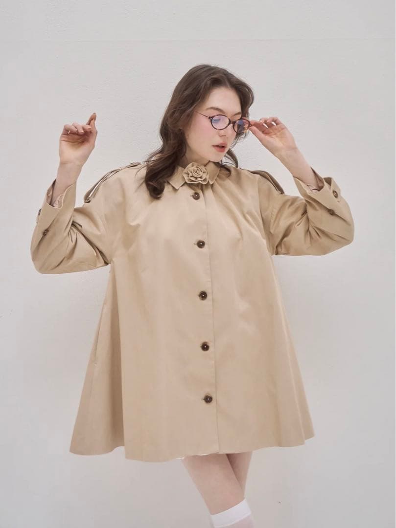 ジャケット・アウター muguet rose midi trench coat dark beige