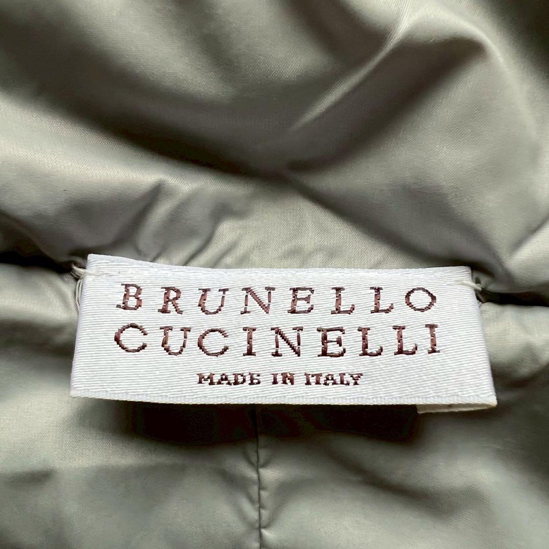 極美品 BRUNELLO CUCINELLI ラムレザー ダウンベスト フード付