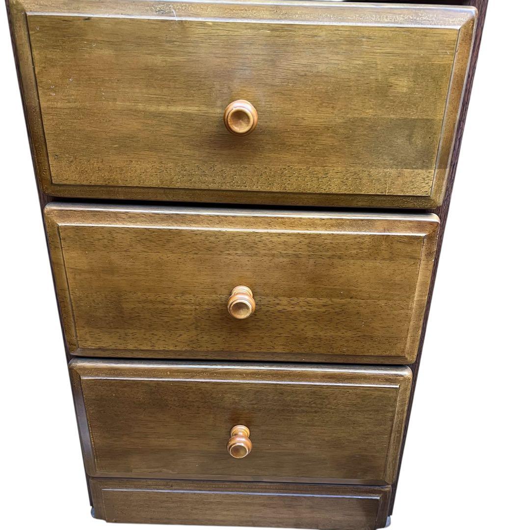 天然木 木製チェスト 5段 スリムタイプ 収納タンス ブラウン　整理タンス