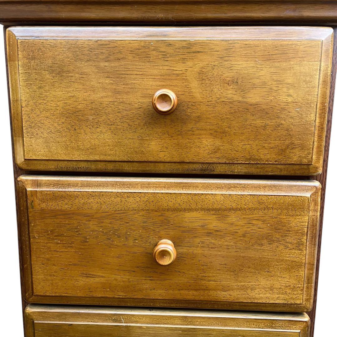 天然木 木製チェスト 5段 スリムタイプ 収納タンス ブラウン　整理タンス