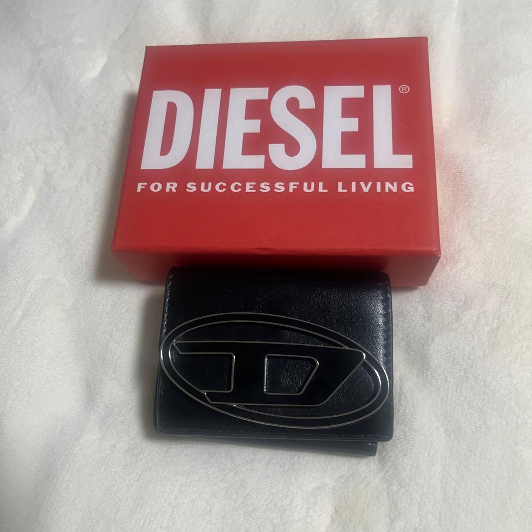 DIESEL 黒 レザー 三つ折り財布
