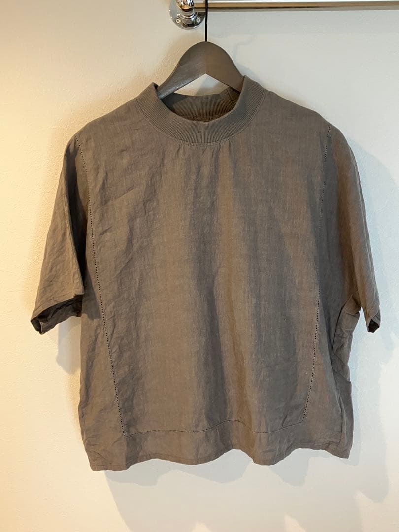 Atelier d'antan グレー 半袖ブラウス リネン Tyndale