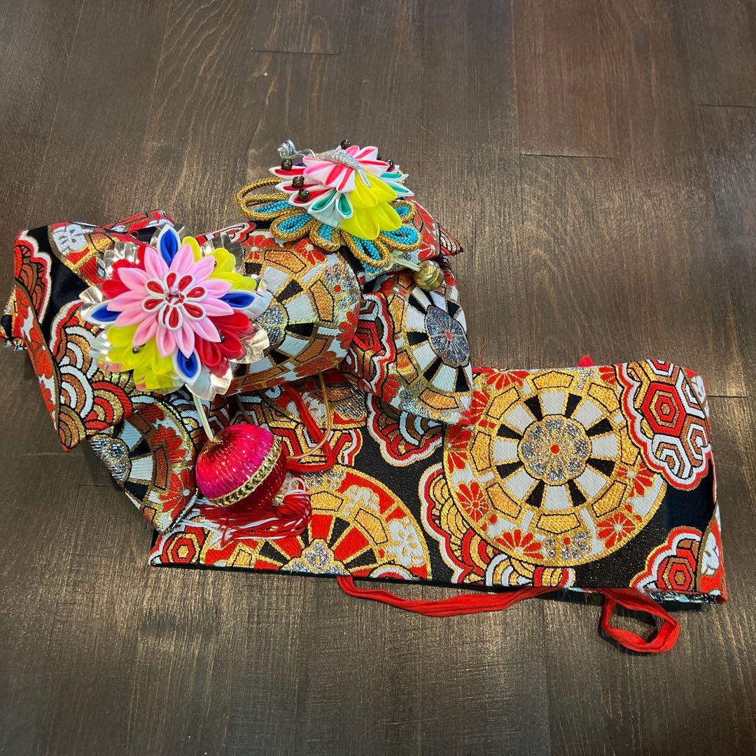 アンティーク 大正ロマン 七五三 七歳 着物 作り帯 小物一式 フルセット 白