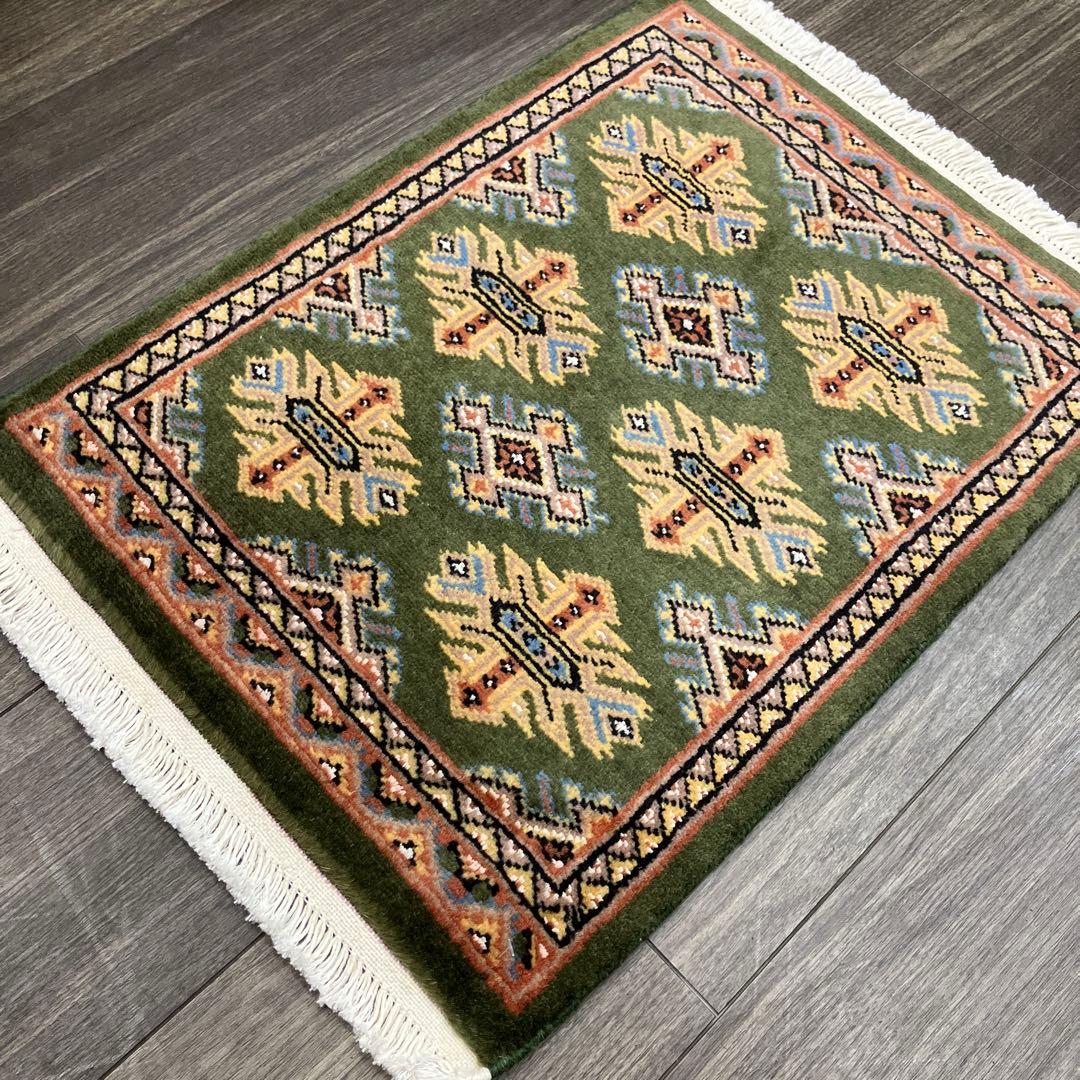 63x48cmパキスタン手織り絨毯玄関マットsaleアウトレット