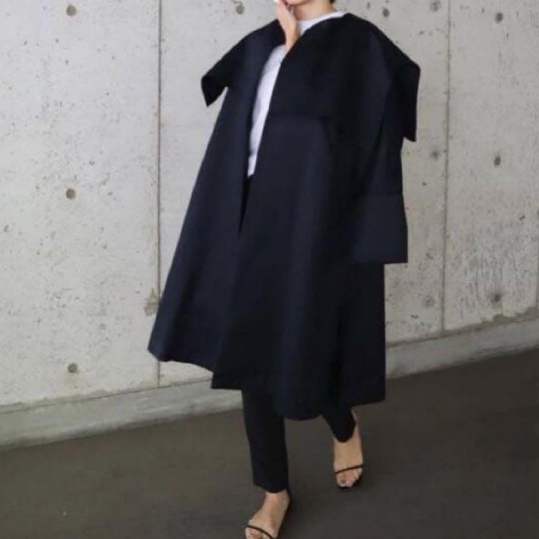 ella selectshop コットンツイルアシンメトリーコート ネイビー