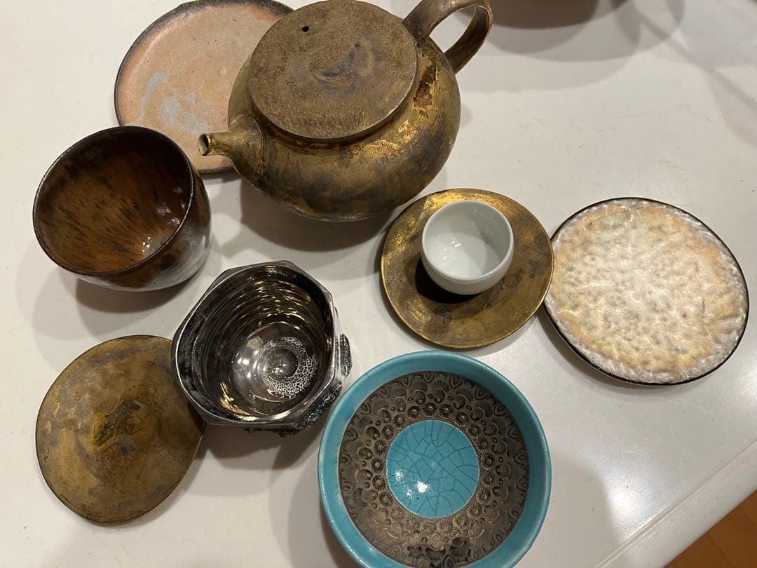 yamamoto作家　皿　急須　茶器　中国茶　セット　藤岡貢　豆皿　花