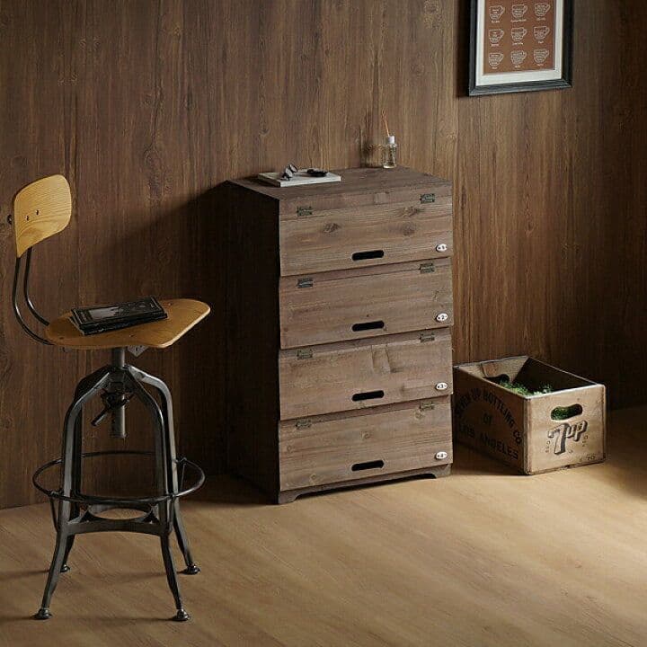 【中古】フラップ扉シューズラック4段 レトロ ヴィンテージ パタパタ下駄箱