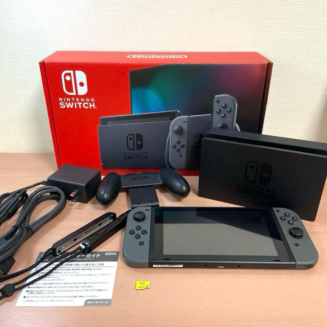 Nintendo Switch 本体 グレー バッテリー強化 メモリーカード付