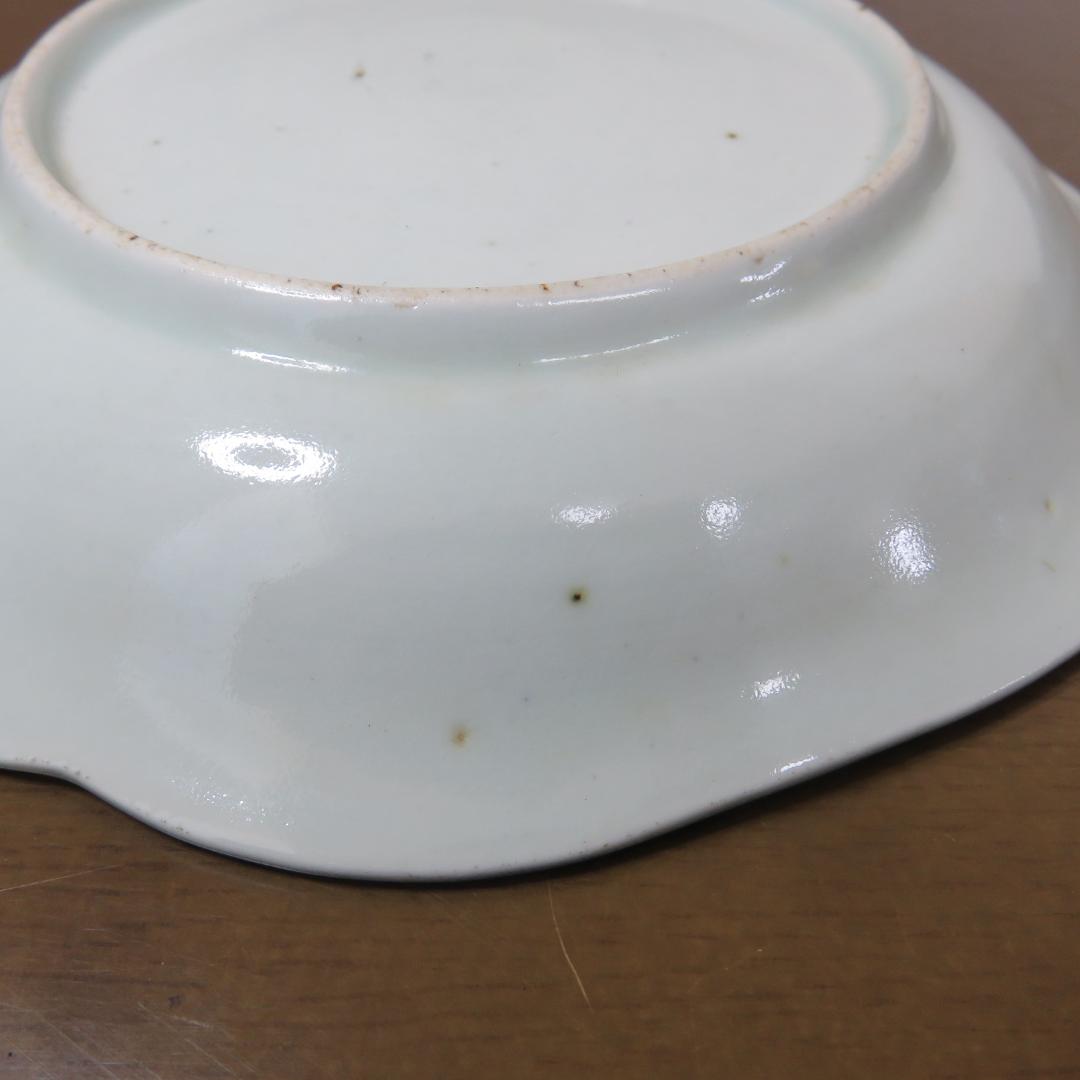 角皿 染付 8枚 山水 江戸 雲 民家 船 変形皿 合箱あり