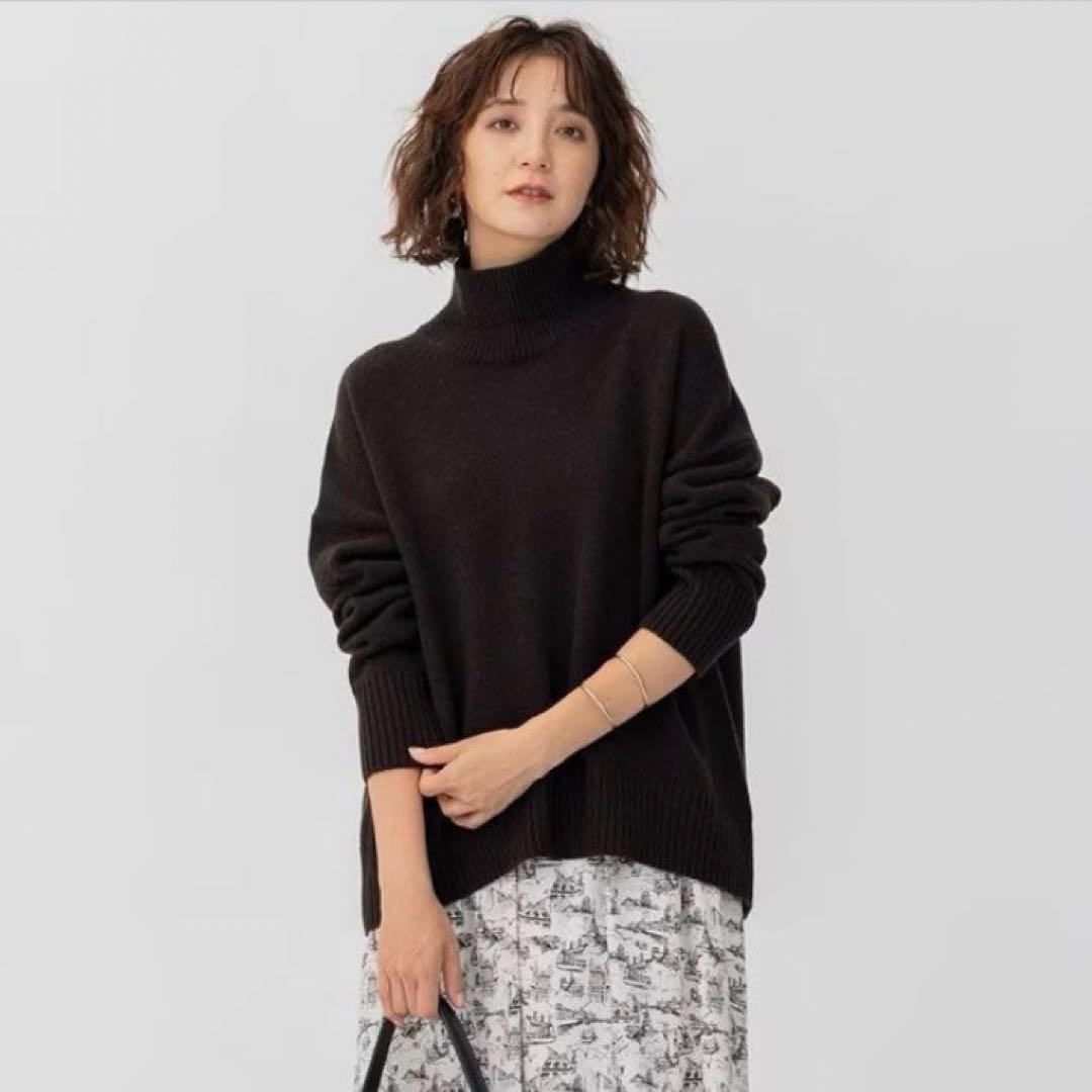 完売　23区　ウールカシミヤブレンドスタンドネックニット　カシミヤ混　サイズ38