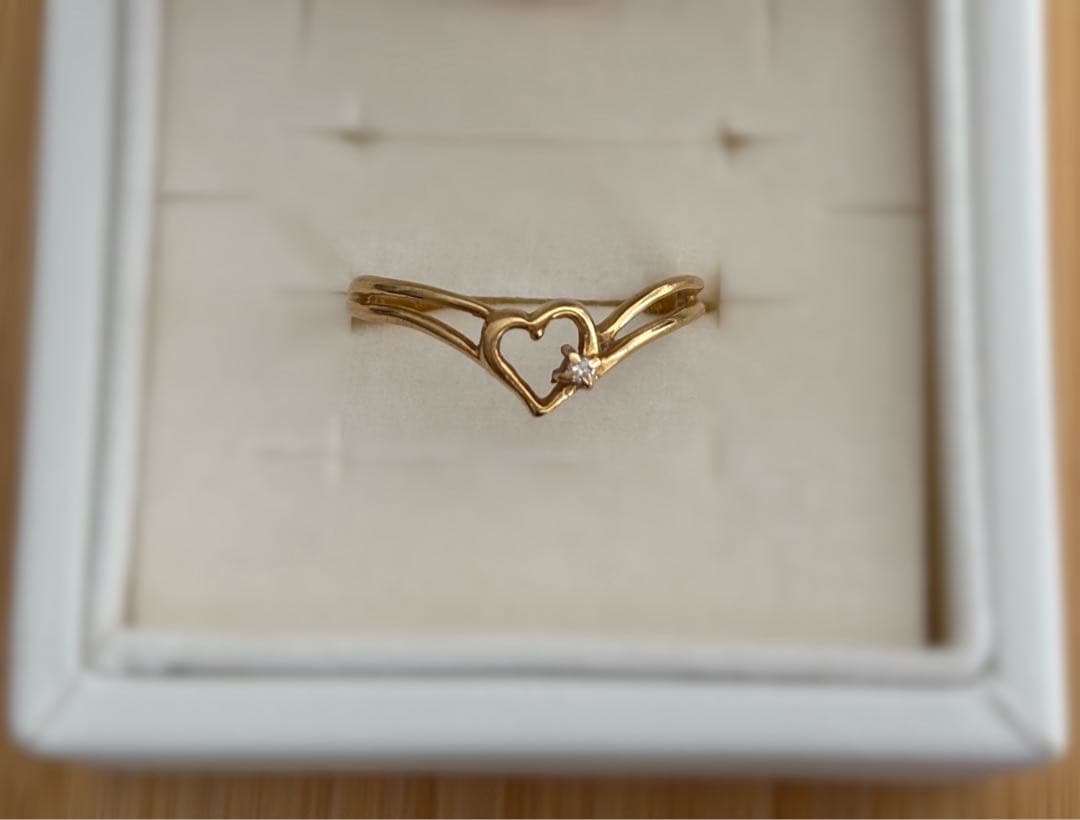 K18 18金 ハート ゴールド リング ダイヤモンド