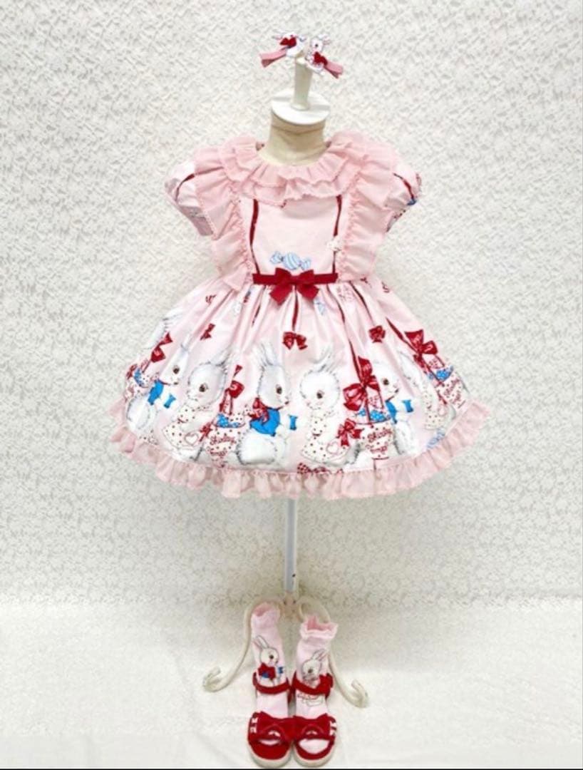 【美品】シャーリーテンプル　ワンピース　キャンディバニーサンドレス　うさぎ　90