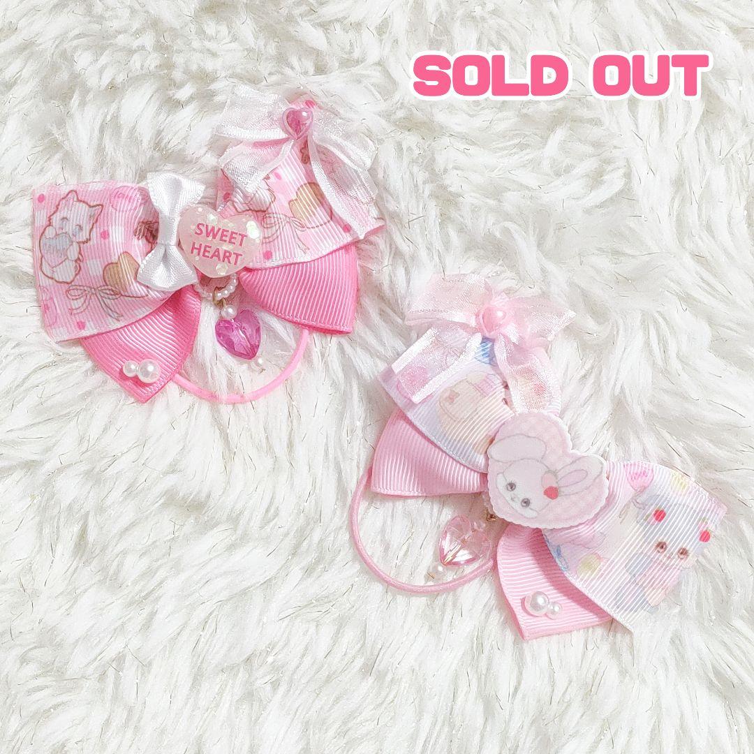 ハンドメイド★キッズリボン2個セット★ピンク★揺れるチャーム付き