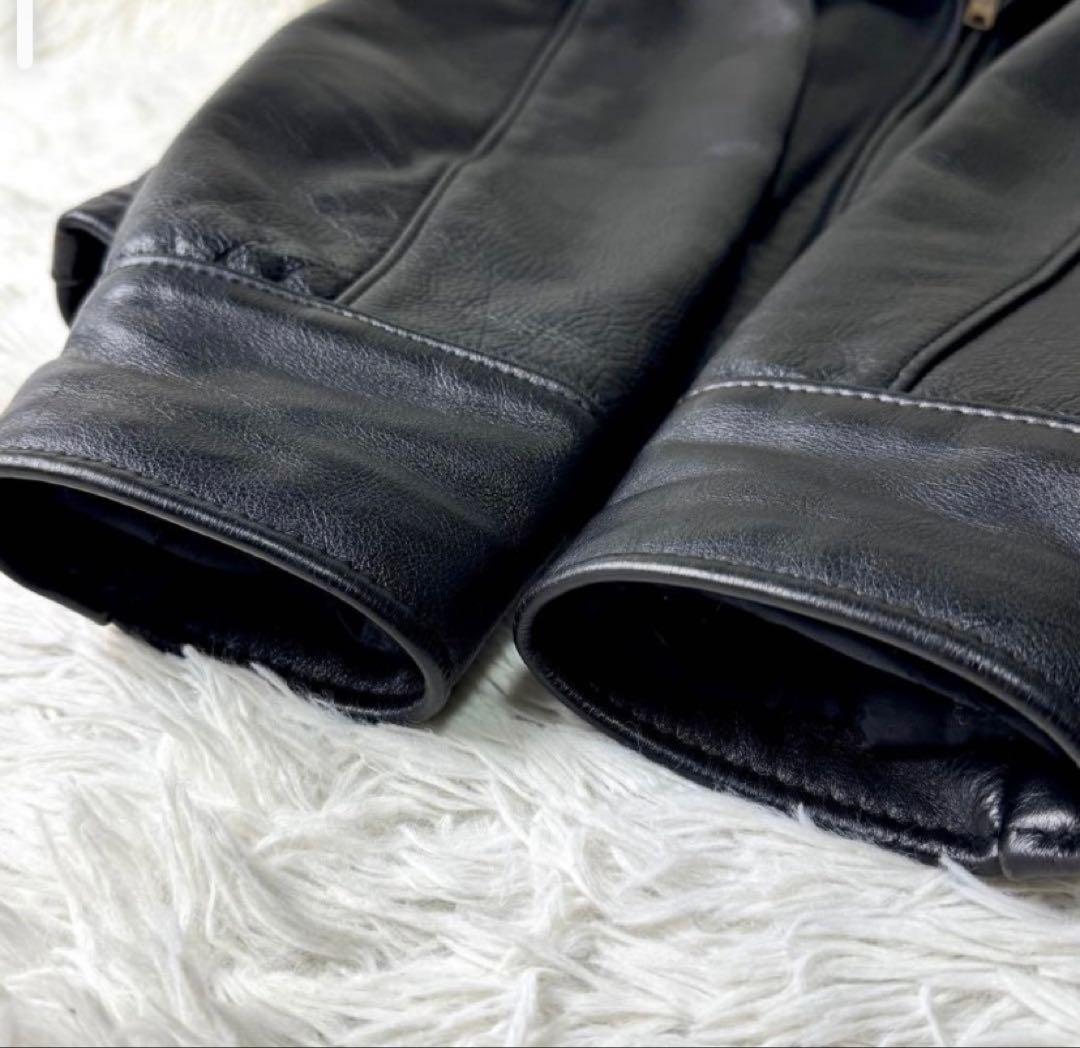 Schott ブラック レザー シングルライダースジャケット