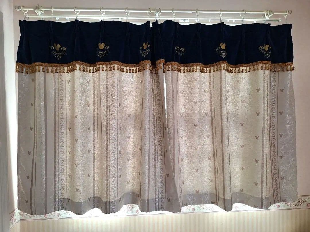 ディズニー ミッキージャカード 遮光カーテン 約100×120 2枚セット