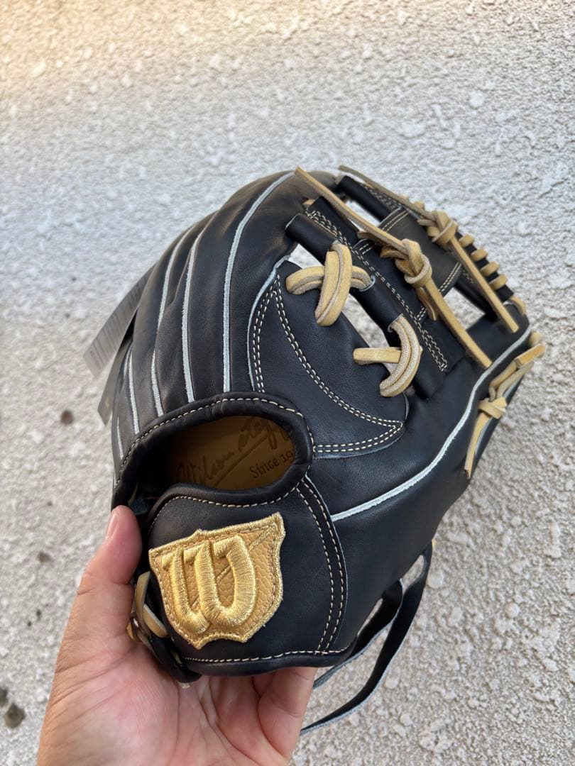 Wilson 硬式グローブ 黒 レザー テディベアデザイン