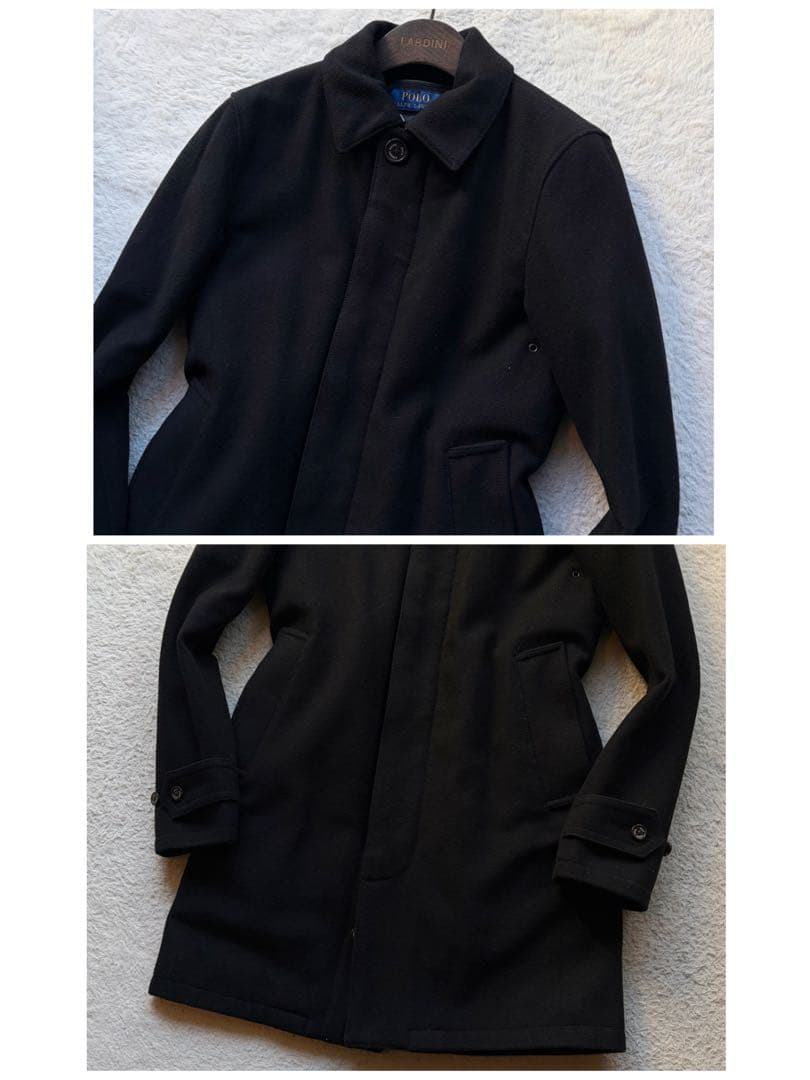 【極美品】ポロラルフローレン ウールステンカラーコート 中綿ライナー 黒 現行品