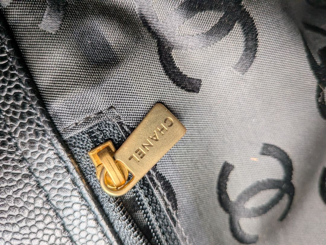 CHANEL ブラックキャビアスキン・ココマーク2WAYトート・ギャランティ付