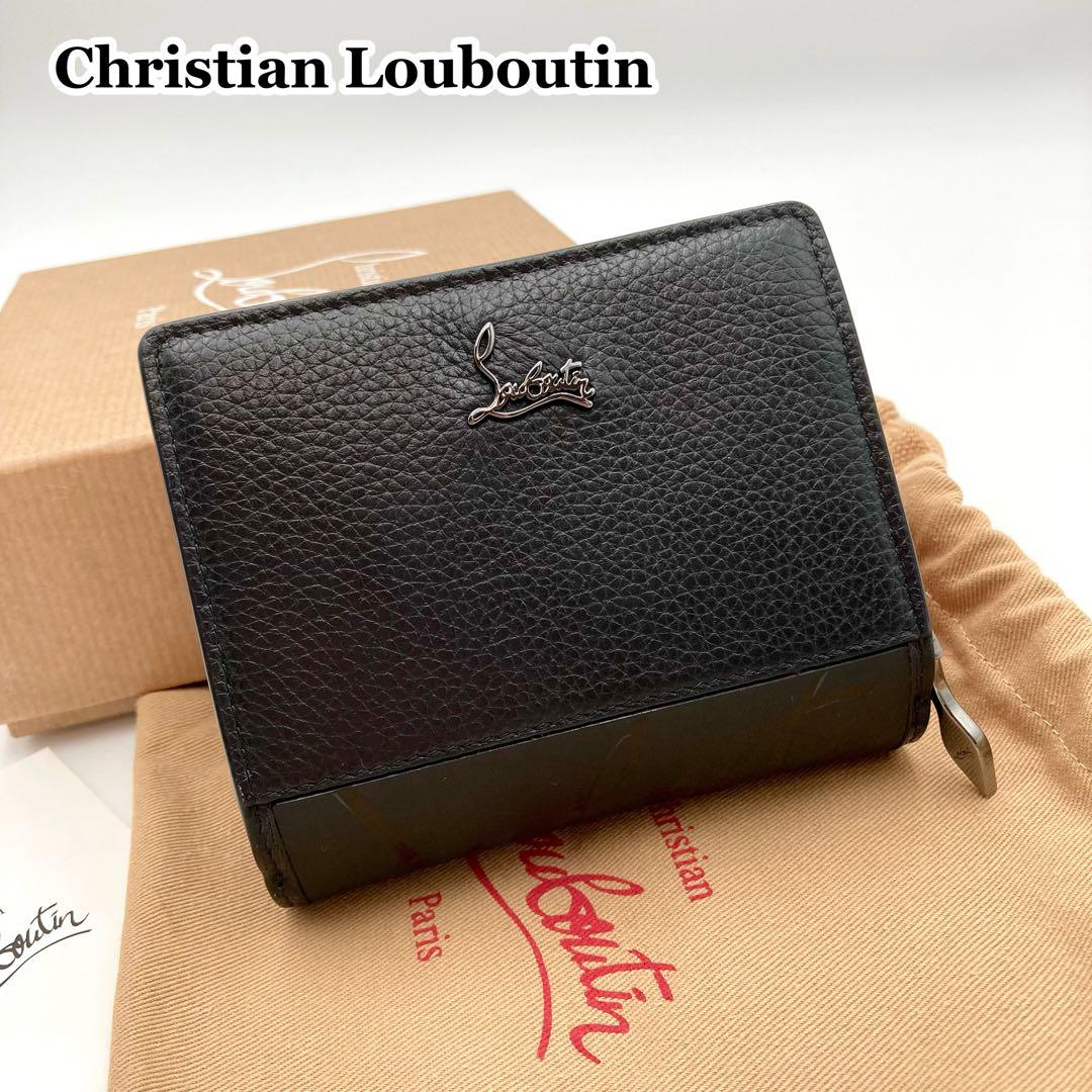 すぱいだーまん✨クリスチャンルブタン パロマ 二つ折り財布 黒×赤 ラバー
