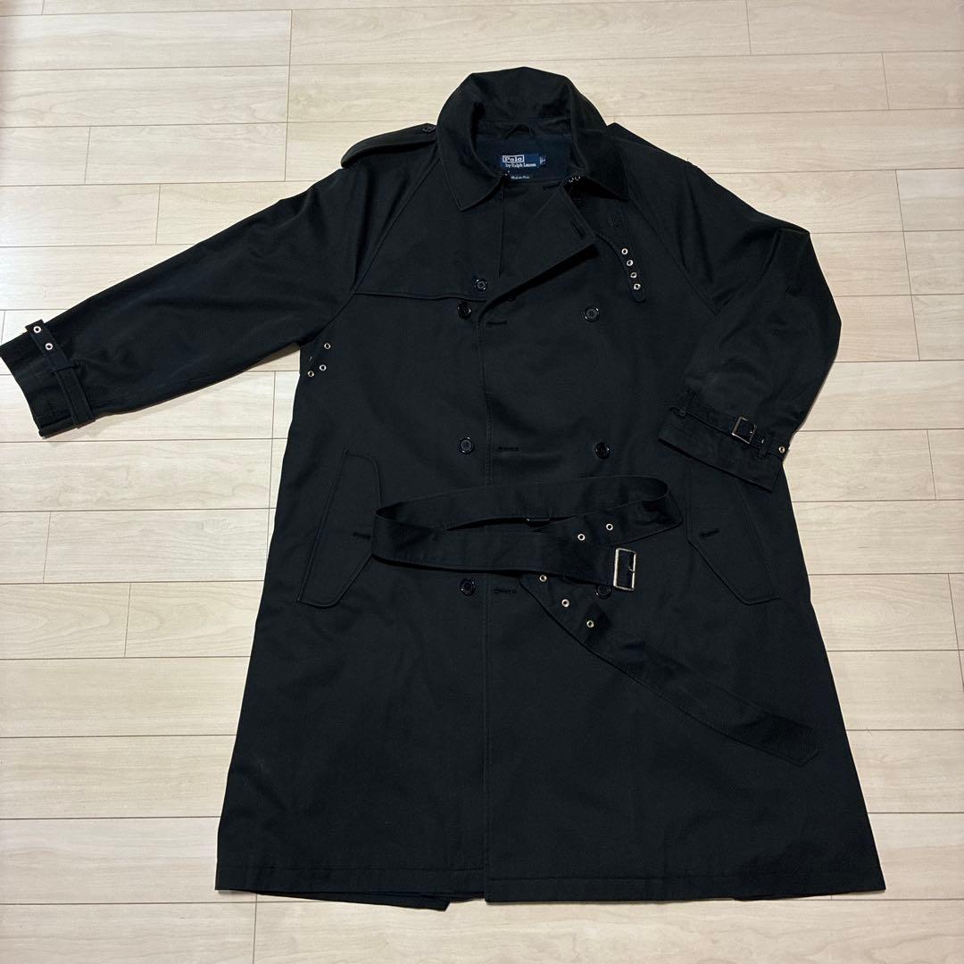 ラルフローレン　ブラック トレンチコート　イタリー製　ビンテージ