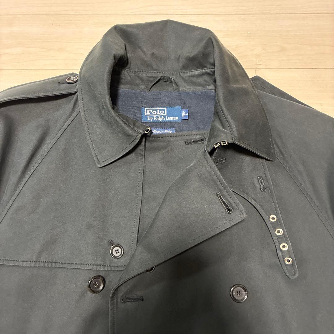 ラルフローレン　ブラック トレンチコート　イタリー製　ビンテージ