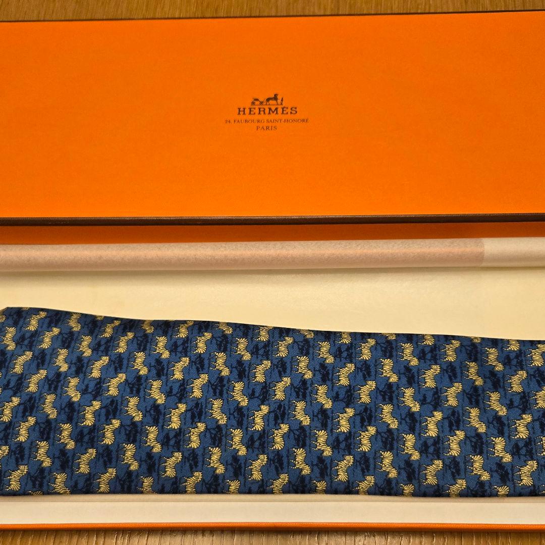【新品未使用】HERMES シマウマ柄 シルクネクタイ