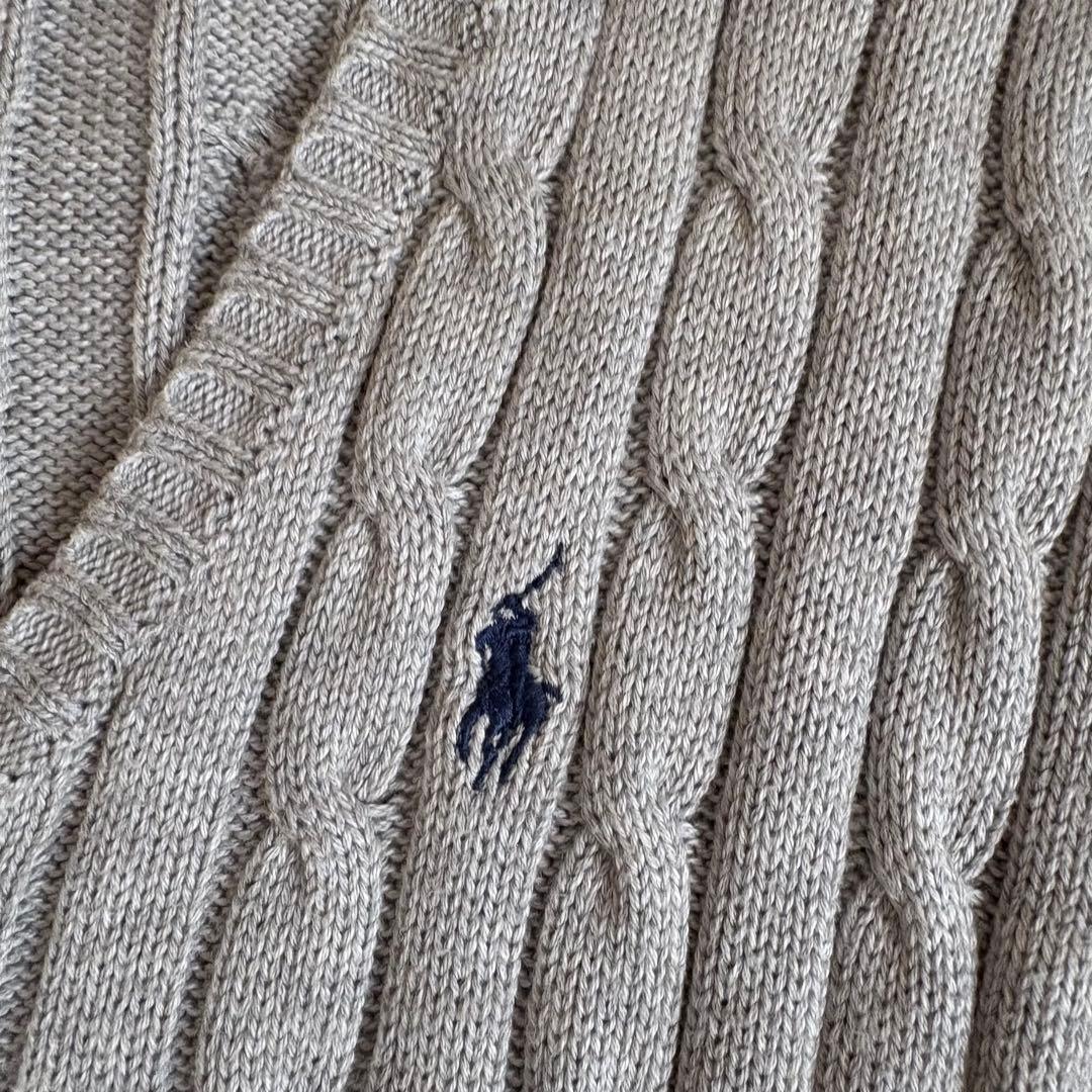 ラルフローレン Vネック ケーブルニット グレー Lサイズ