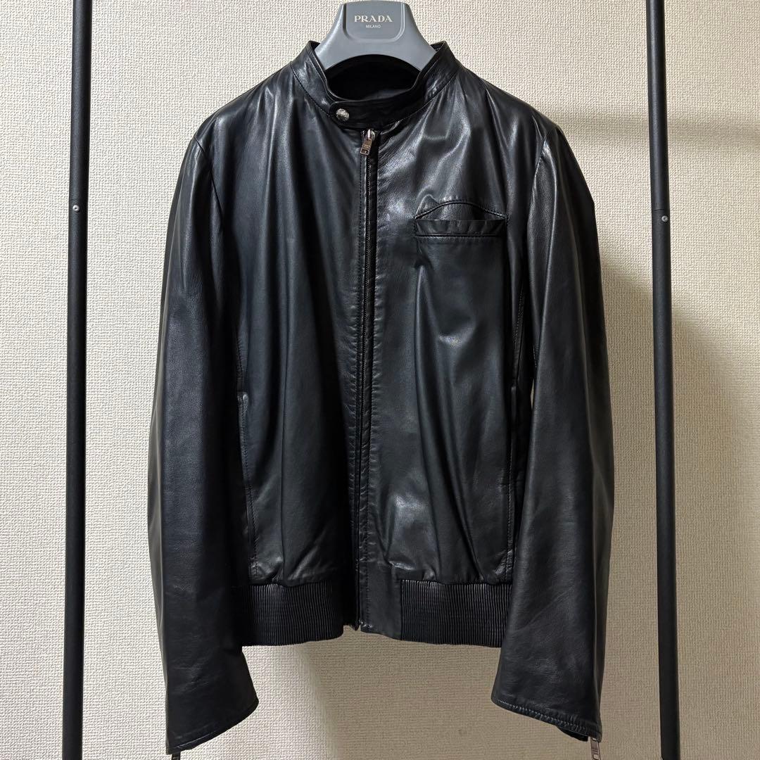 PRADA シングル　レザージャケット　ライダース
