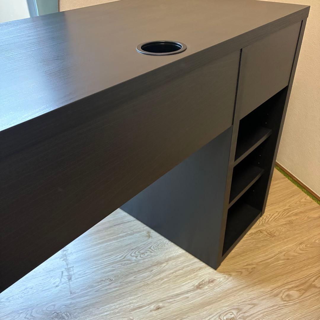 【直接引き渡し】IKEA ミッケ 黒　作業机 学習机 デスク テーブル引出し