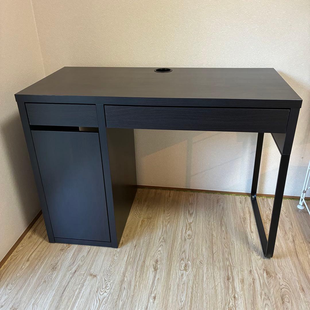 【直接引き渡し】IKEA ミッケ 黒　作業机 学習机 デスク テーブル引出し