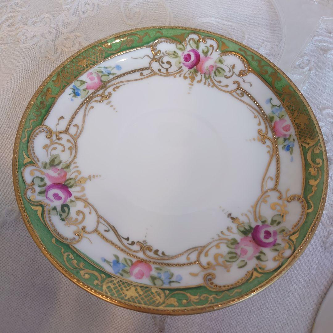 オールドノリタケ　金盛薔薇絵図　カップ&ソーサートリオ　ケーキ皿