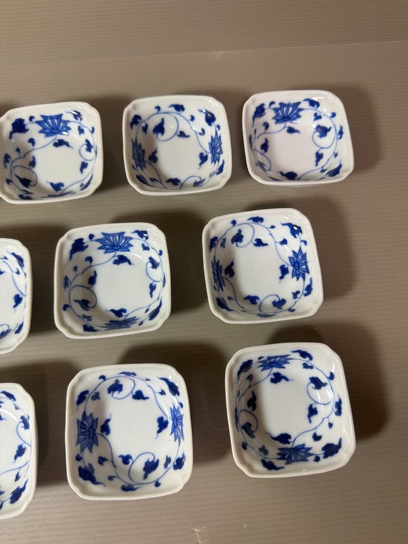 2893 深川製磁　染付唐草蓮花紋　小鉢　10客　6cm 時代物