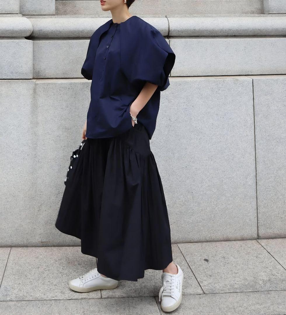 Machatt ヨーク ボリューム スリーブ ネイビー バルーン