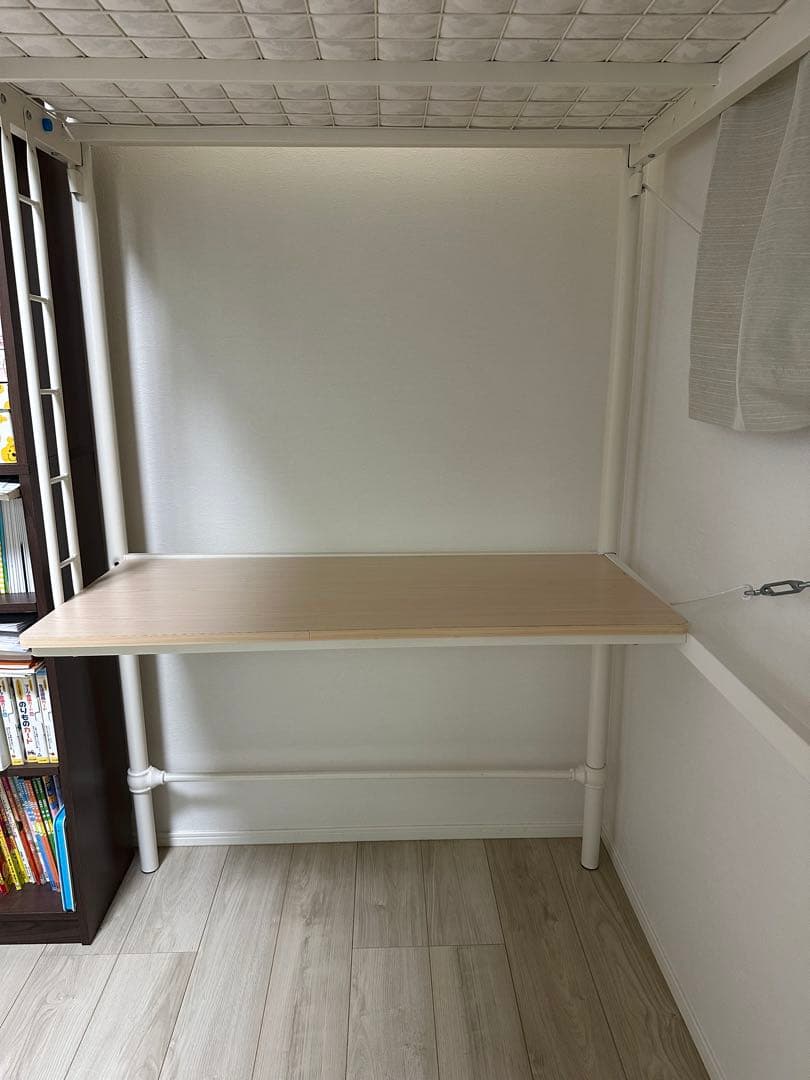 東京取引限定ロフトベッド 200cm高 ハイタイプ パシングルベッドデスク付き