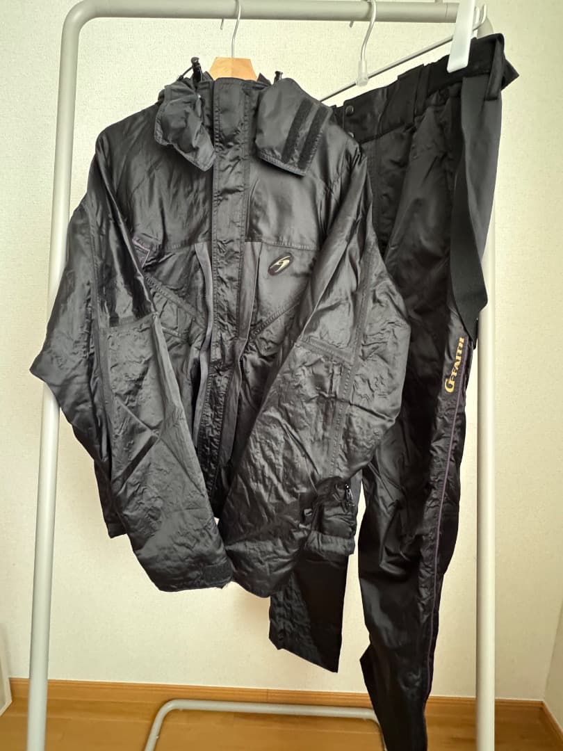 絶版 希少 がまかつ G-FAITH フィッシングレインスーツ 使用品