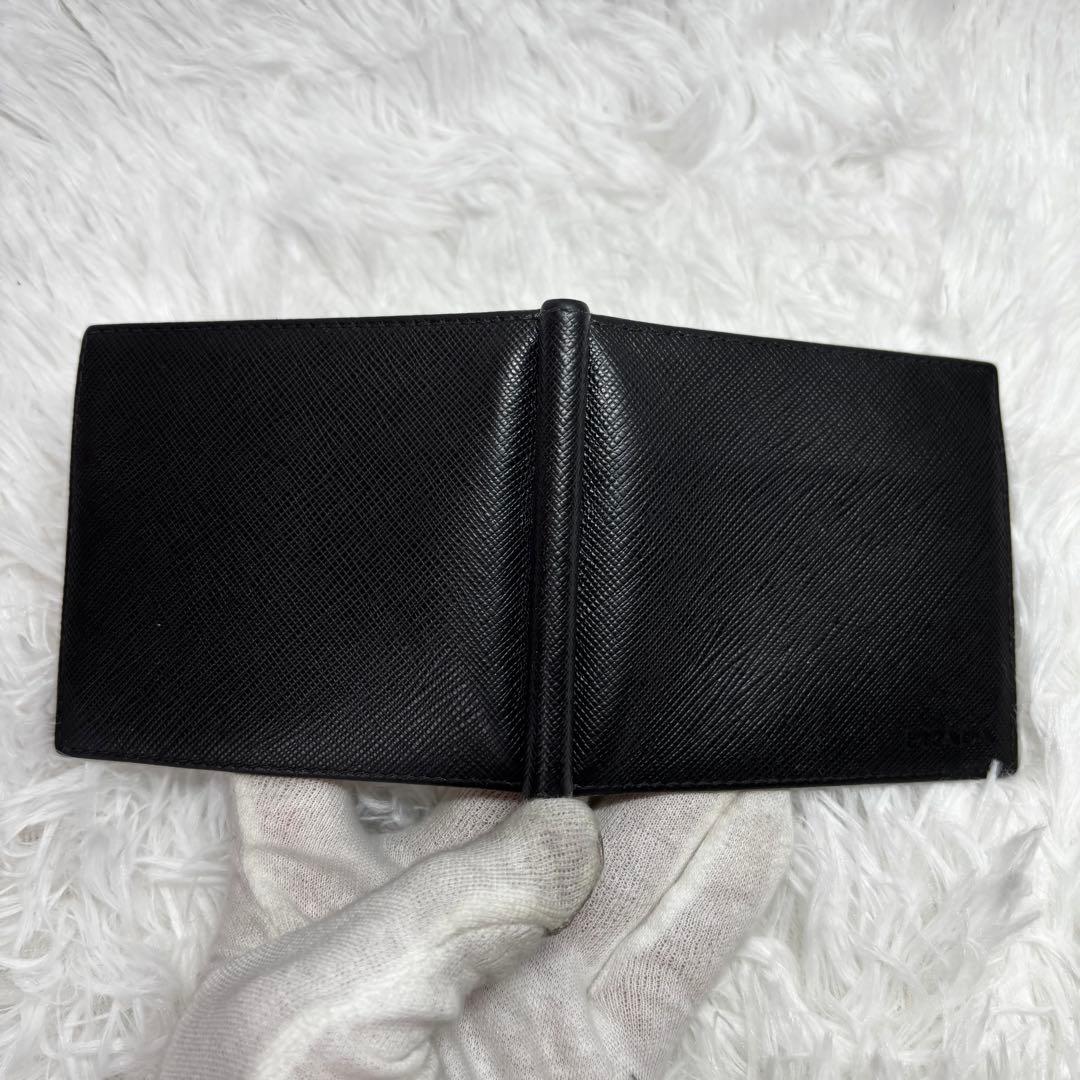 ✨極美品✨ PRADA マネークリップ 型押し サフィアーノレザー ブラック