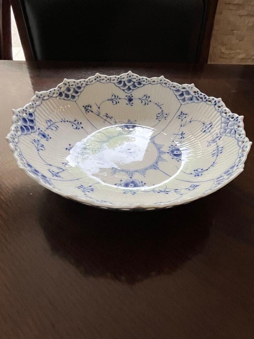 ロイヤルコペンハーゲン　ブルーフルーテッド　フルレース　フルーツボウル　菓子鉢