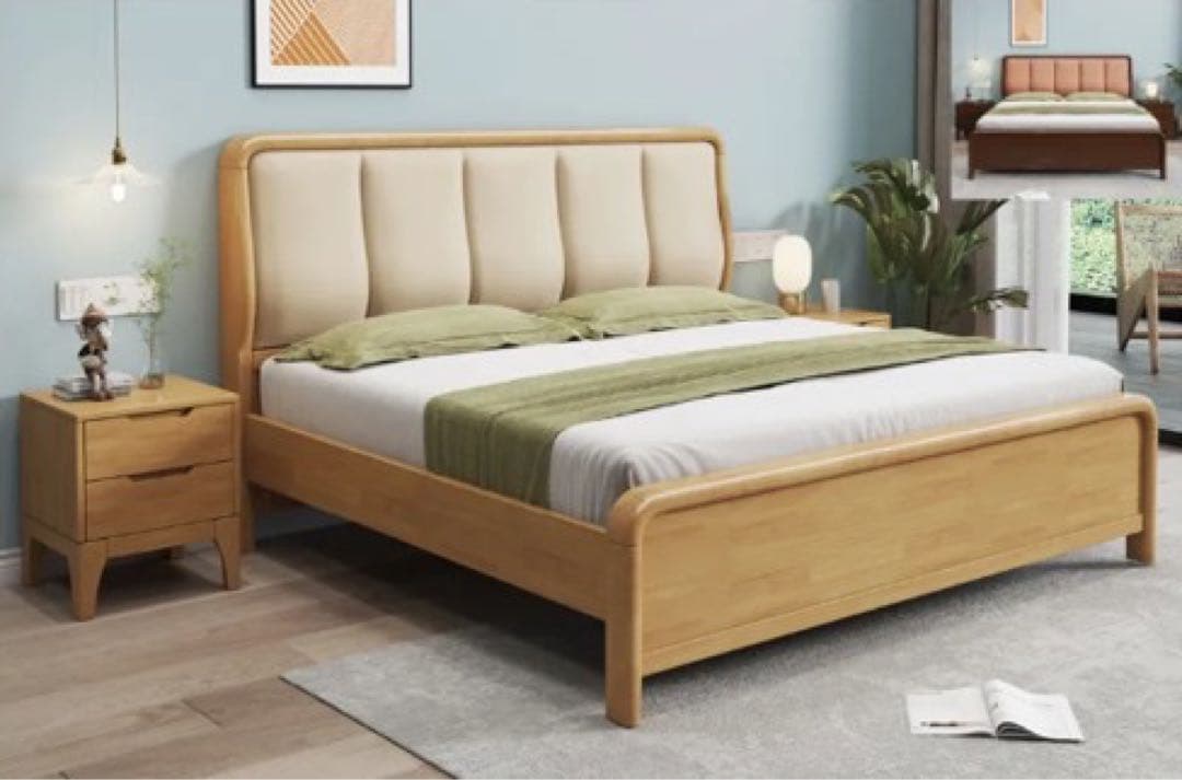 ウッドプラットフォームベッド　クイーンサイズ