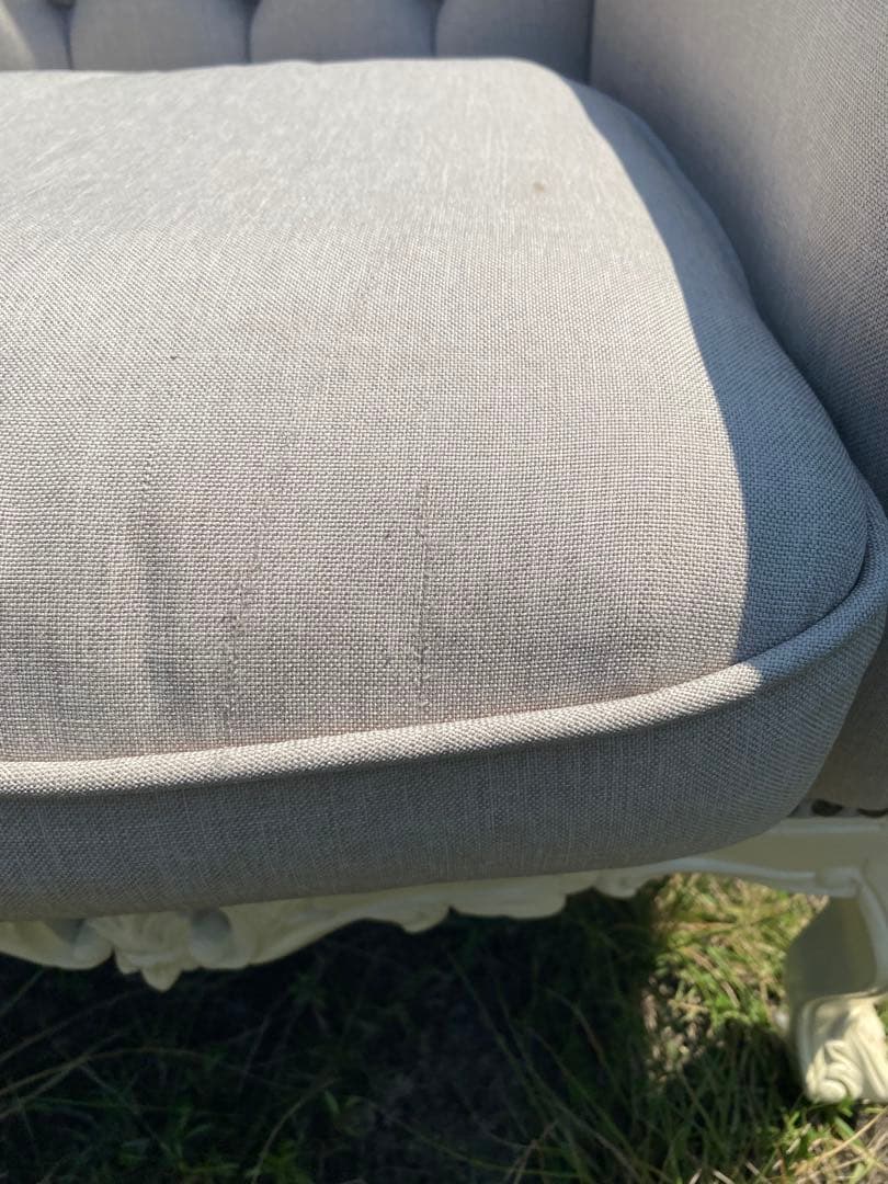 姫系　グレー　ホワイト　ロココ調　アンティーク調　猫足　1人掛けソファ