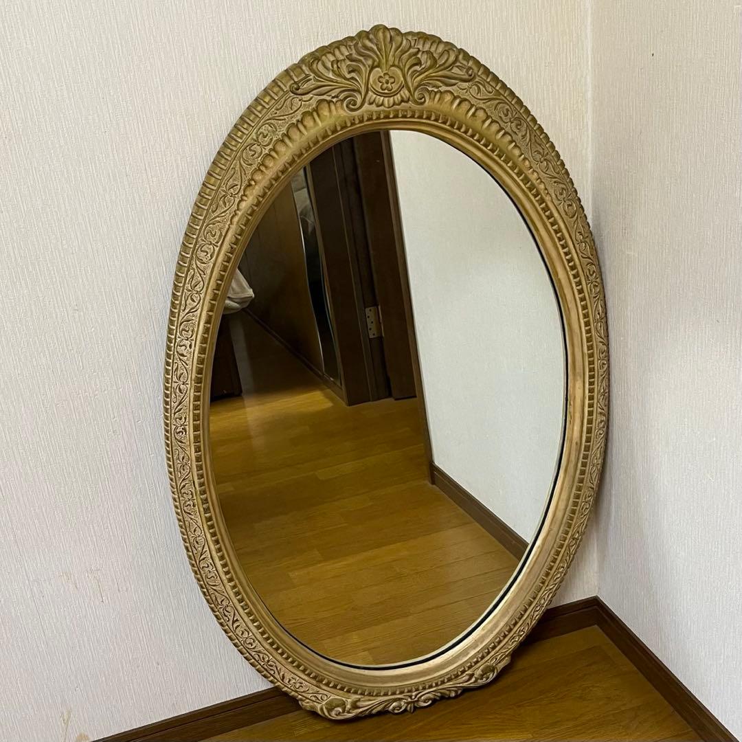 姿見鏡　大型　ウォールミラー　おしゃれ　可愛い　楕円　鏡　壁掛け