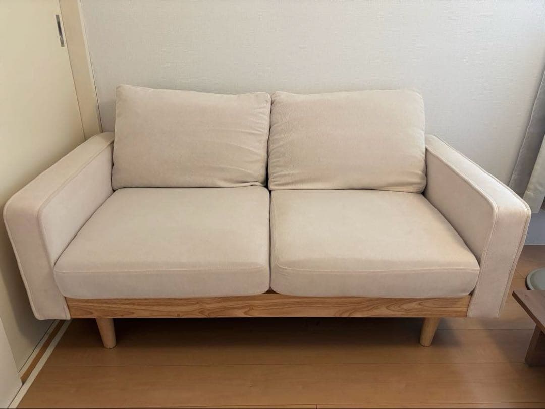 コーデュロイ ソファ 2人がけ アイボリー