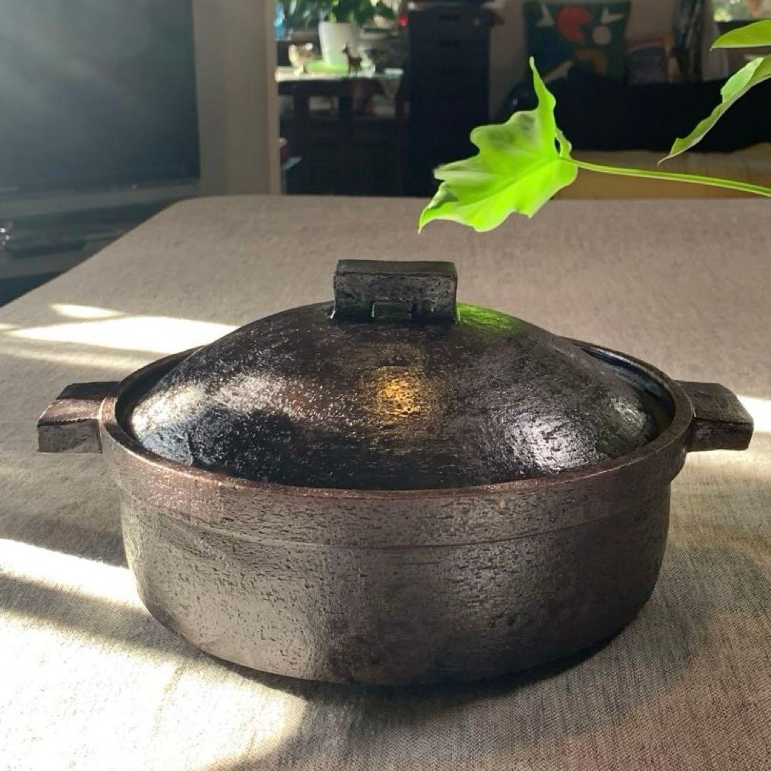 大道正男 作家 土鍋 黒釉 長谷園 伊賀焼 大型 33cm 上質デザイン 美品