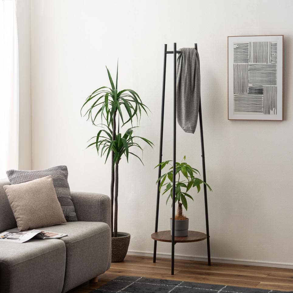 ミニマル ハンガーラック 棚付き コートハンガー 収納 洋服かけ コート掛け