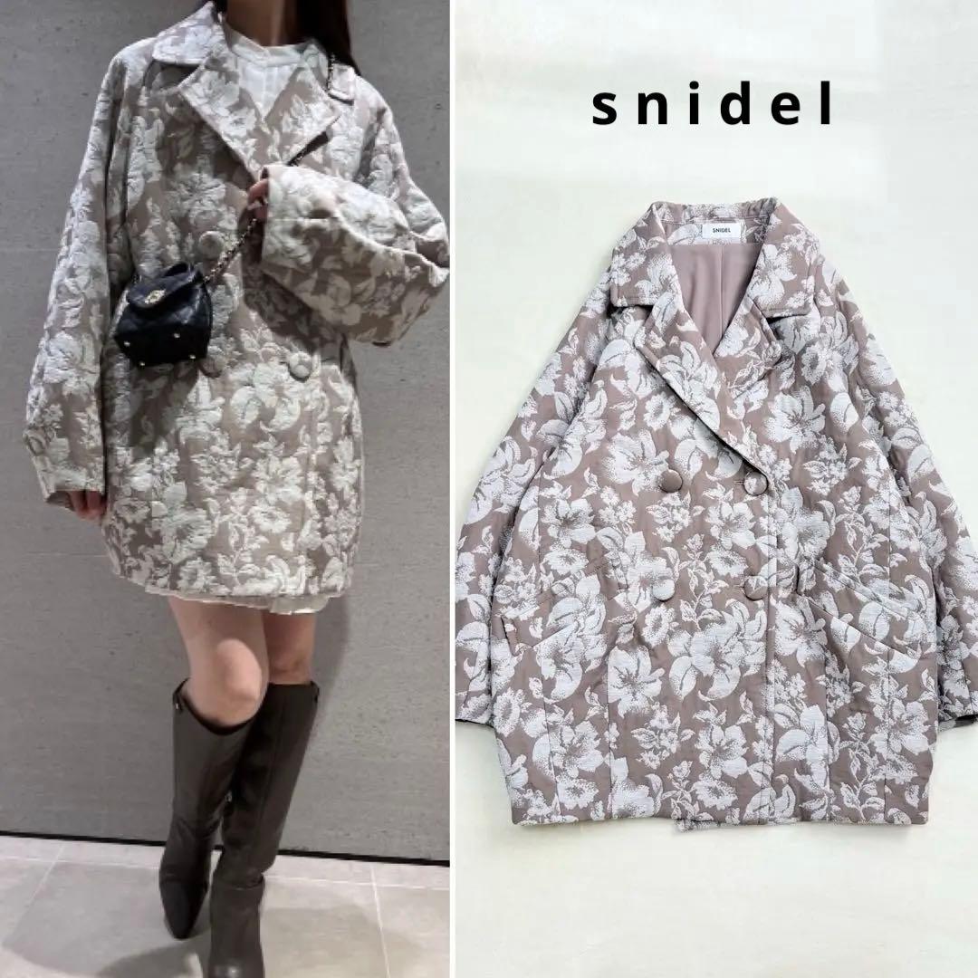 美品 snidelスナイデル ジャガード ミドルコート チェスターコート